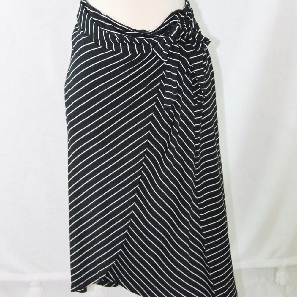 Adrienne Vittadini Women's Striped Faux Wrap Midi Skirt Size X-Small